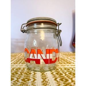 Vintage 1970s Candy Jar by Carlton Glass USA, 3/4 liter